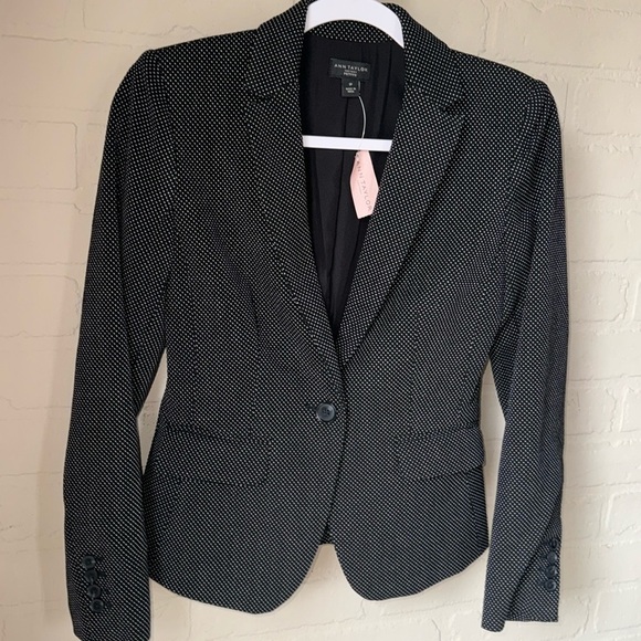 Ann Taylor blazer polka dot 0 petite NeW lined suit coat jacket - Picture 3 of 8
